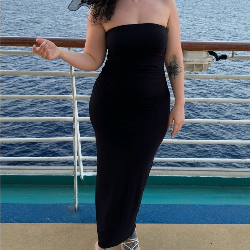 Strapless Black Bodycon Maxi Dress Medium